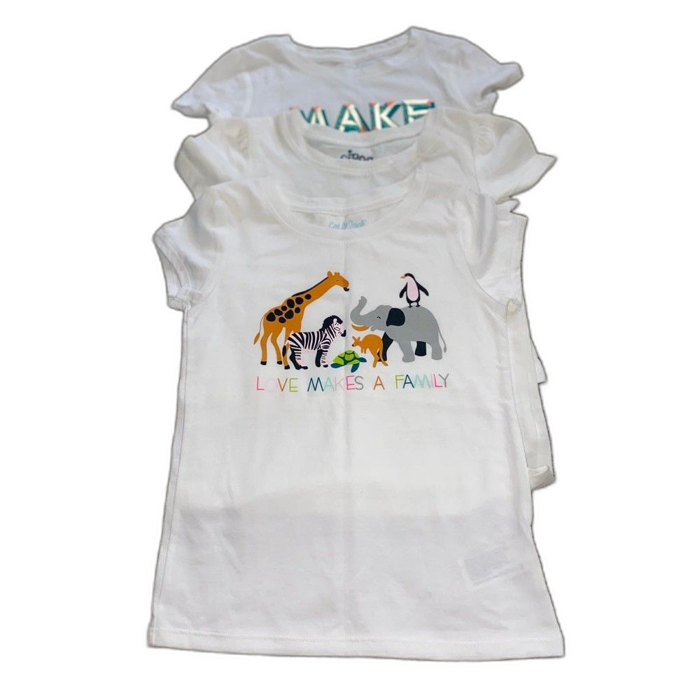 Toddler Girls' Cat & Jack Graphic Short-Sleeve Shirt Bundle Size 4T NWOT